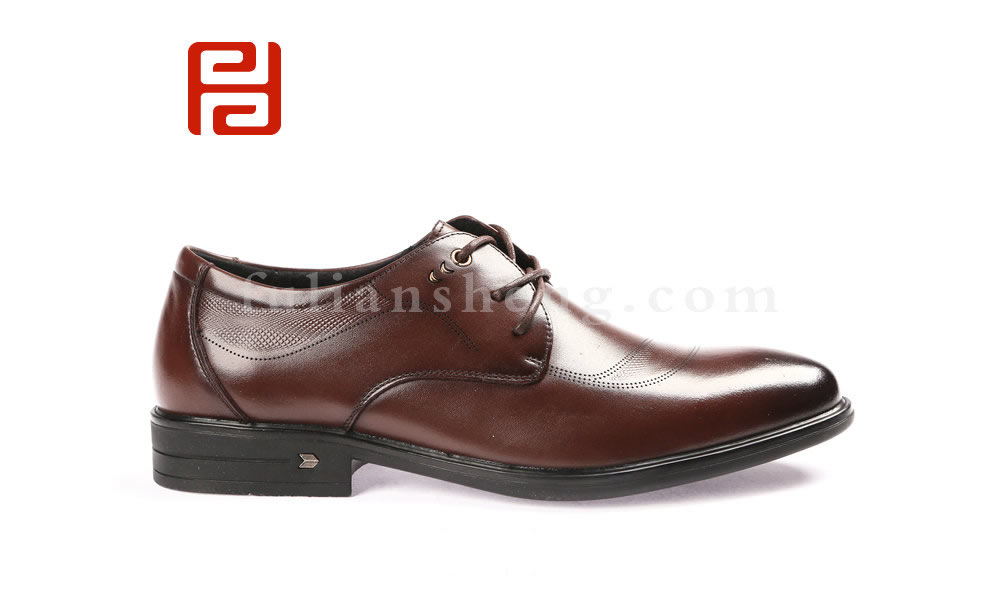 福連升商務(wù)正裝男鞋 牛皮面棉麻內(nèi)里舒適休閑商務(wù)單鞋圖片