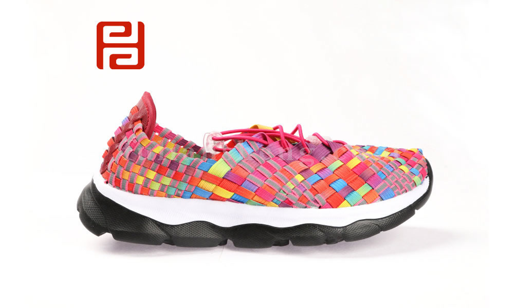 福連升時(shí)尚休閑女鞋潮流編織彈力面炫彩拼色女鞋圖片