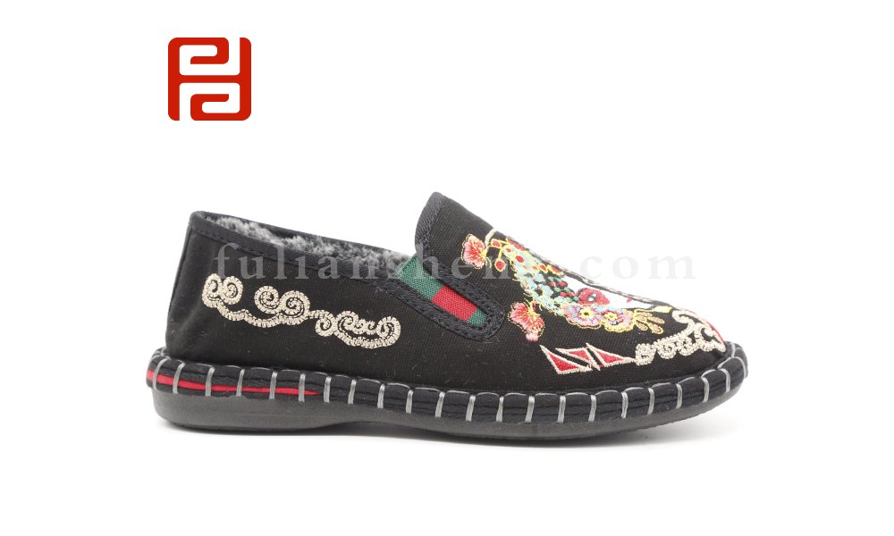 福連升老北京布鞋2020冬季新款民族風臉譜刺繡女款棉鞋圖片