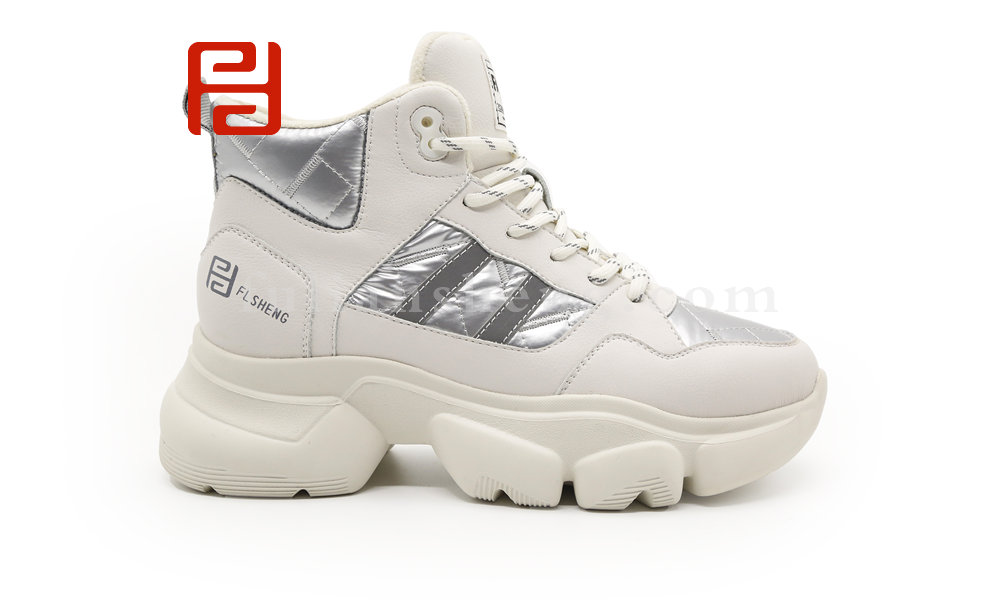 福連升2020冬季新款時(shí)尚運(yùn)動(dòng)百搭高幫厚底顯高牛皮老爹鞋圖片