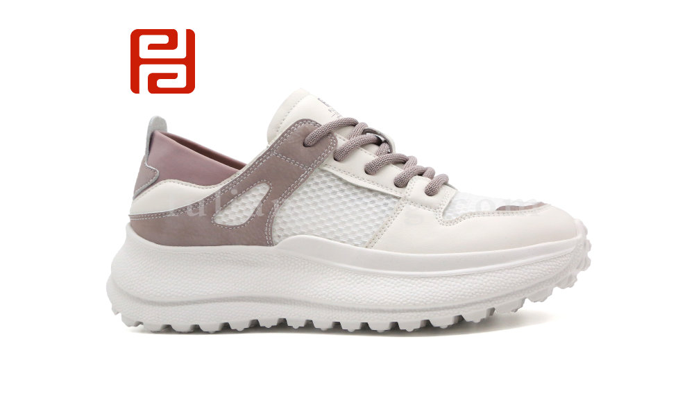 福連升夏季女鞋休閑生活時(shí)尚休閑真皮+網(wǎng)紗面料