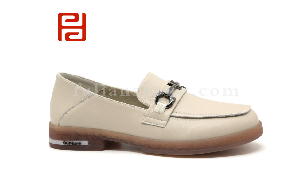 福連升女樂福英倫風(fēng)平底牛筋底淺口休閑單鞋百搭豆豆鞋圖片