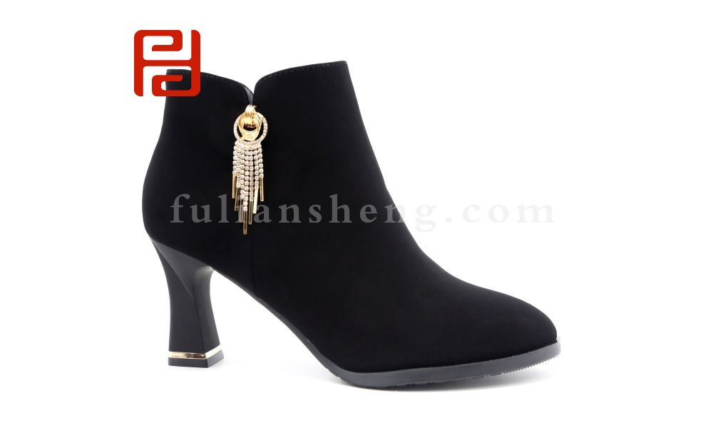 福連升休閑鞋商務(wù)工裝女鞋冬保暖中跟配飾素面跟鞋圖片