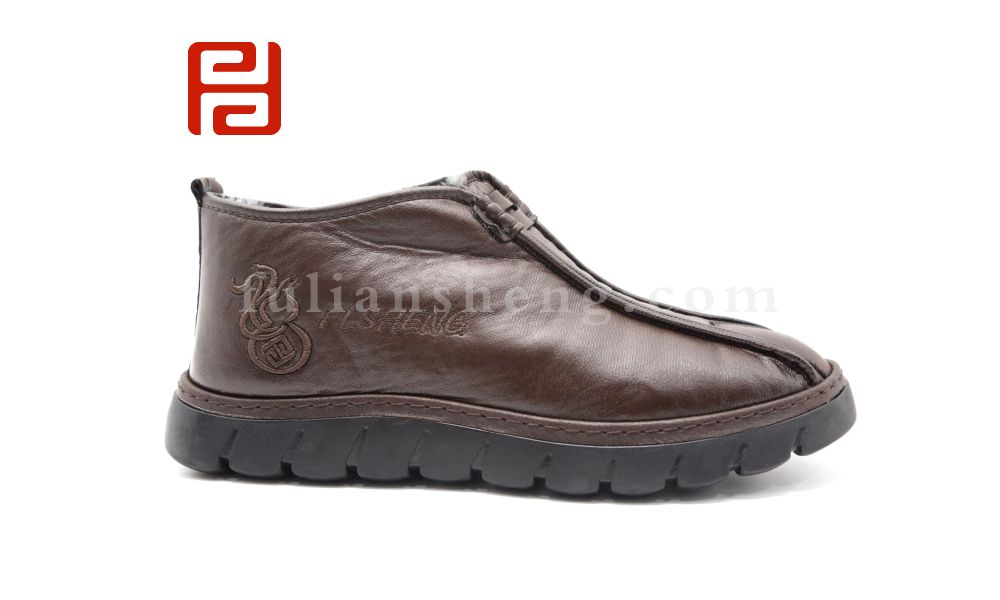 福連升休閑鞋冬季保暖加絨男鞋中幫國(guó)風(fēng)一腳蹬舒適鞋子圖片