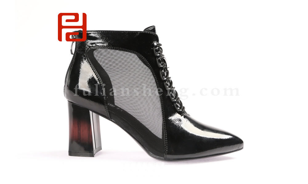 福連升女鞋高跟鞋網(wǎng)紗單鞋粗跟涼鞋鏤空網(wǎng)靴涼靴(圖1)