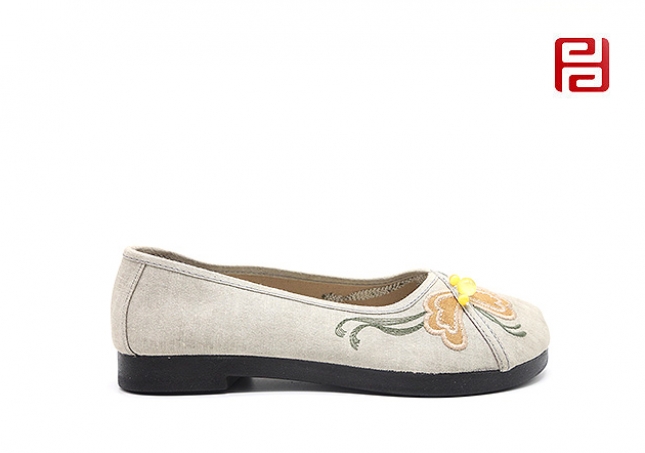福連升老北京布鞋女鞋素面古風(fēng)純色繡花圓頭淺口古裝平底鞋