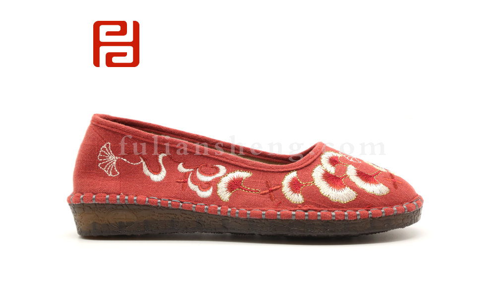 福連升布鞋中國(guó)風(fēng)休閑鞋麻布牛筋底舒適繡花女單鞋